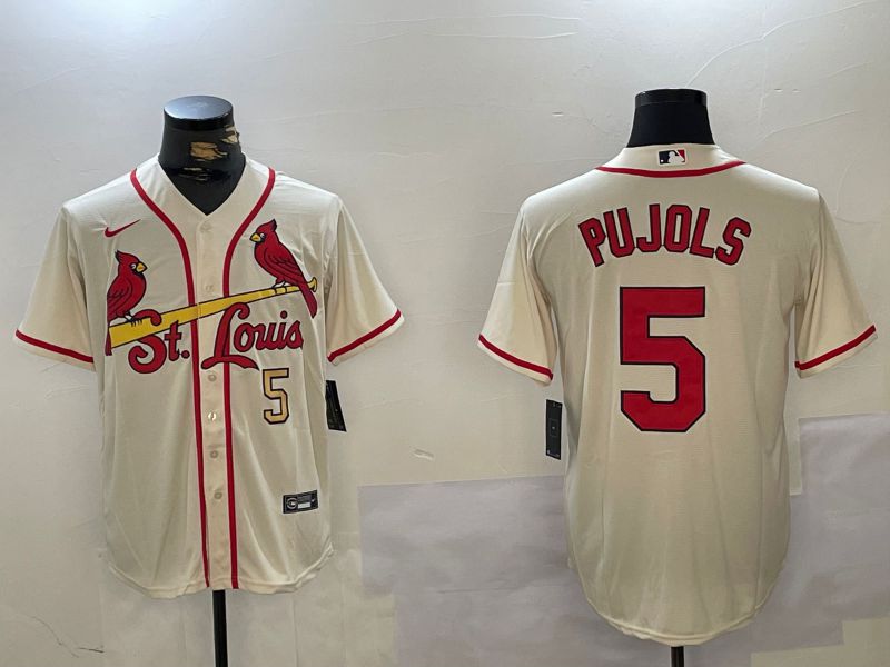 Men St.Louis Cardinals #5 Pujols Cream Game 2024 Nike MLB Jersey style 2->st.louis cardinals->MLB Jersey